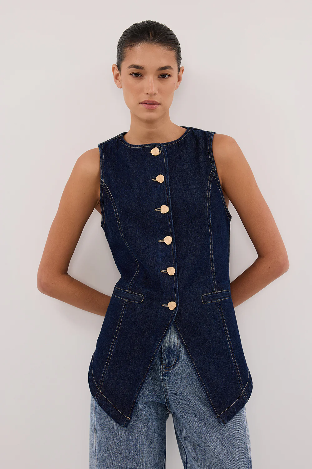 OLLY INDIGO DENIM VEST - Yukikoi