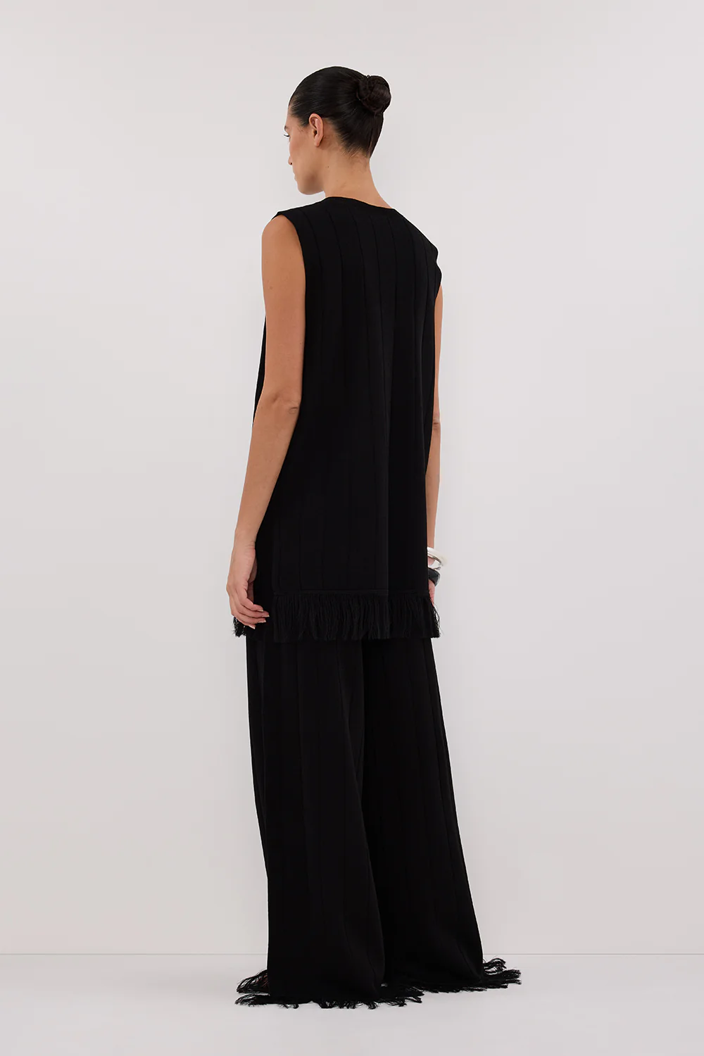 ARIA BLACK FRINGED KNIT PANT - Yukikoi