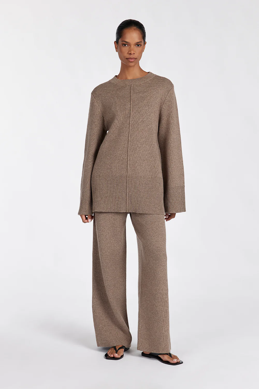 CLEMENCE CHOC MARLE KNIT PANT - Yukikoi