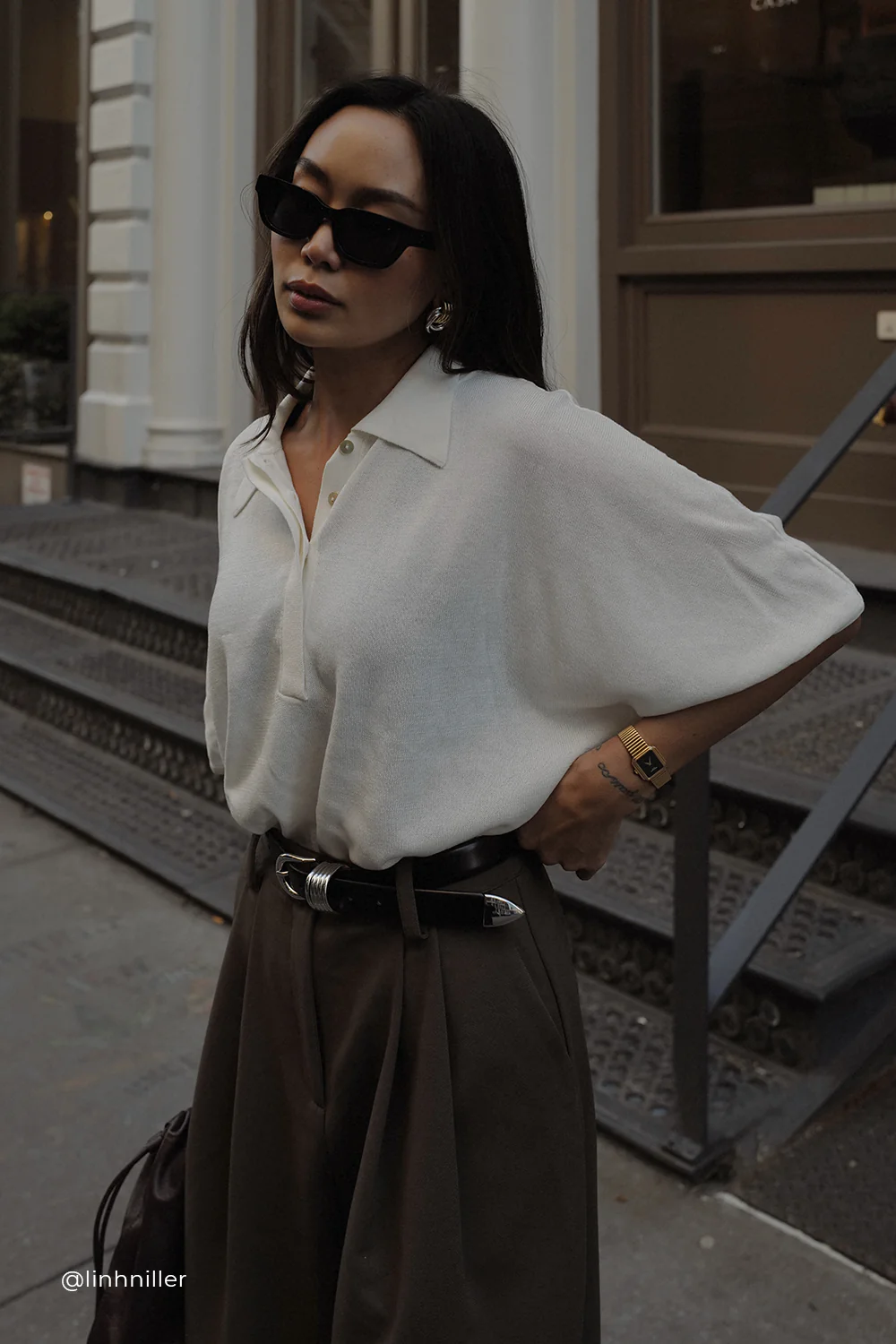 ELI CREAM POLO KNIT TOP - Yukikoi