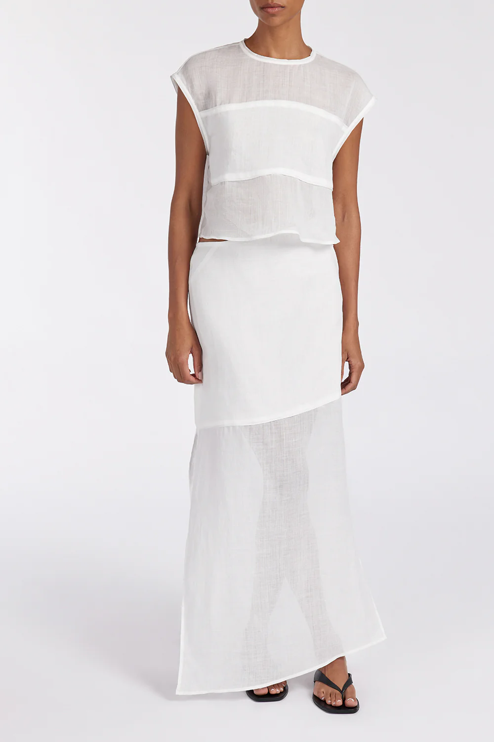 KAI WHITE RAMIE MIDI SKIRT - Yukikoi