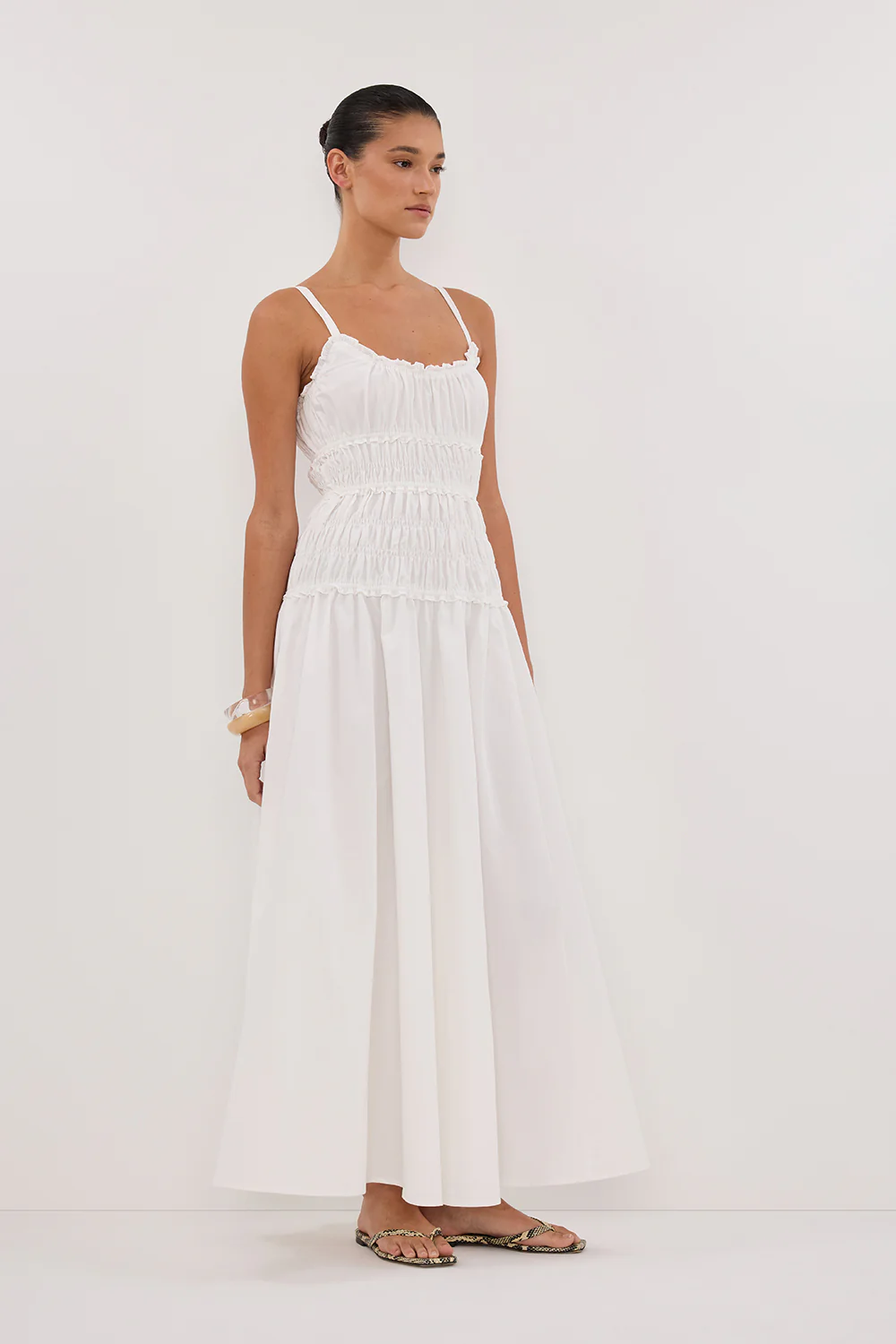 TOBY WHITE COTTON MIDI DRESS - Yukikoi