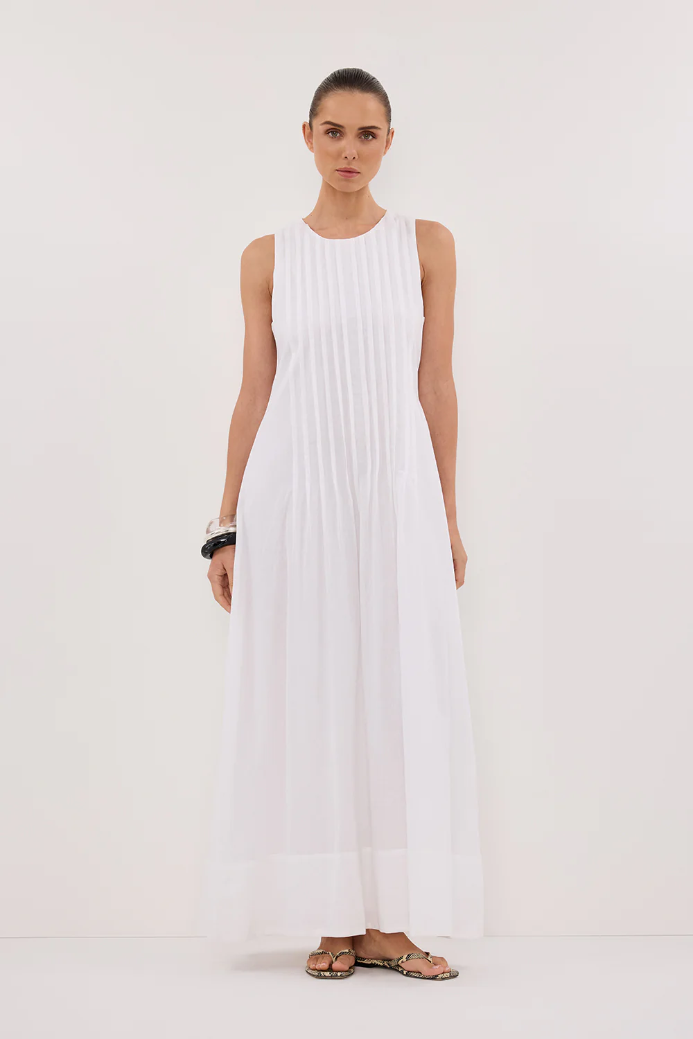 MILO WHITE LINEN BLEND MIDI DRESS - Yukikoi
