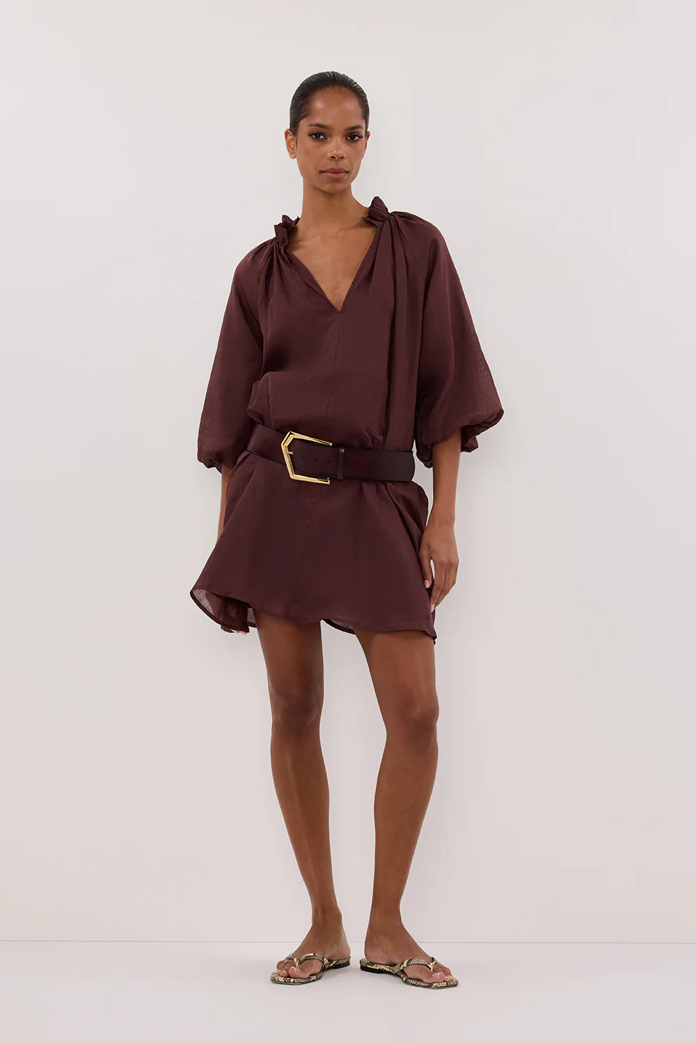 ELLIE WALNUT RAMIE SMOCK DRESS - Yukikoi