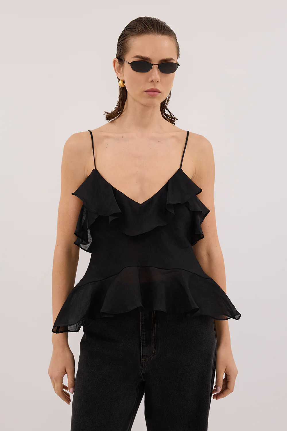 SARA BLACK RAMIE CAMI TOP - Yukikoi