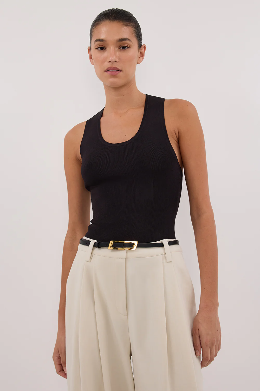 DEVIN WASHED BLACK RACER KNIT TANK - Yukikoi