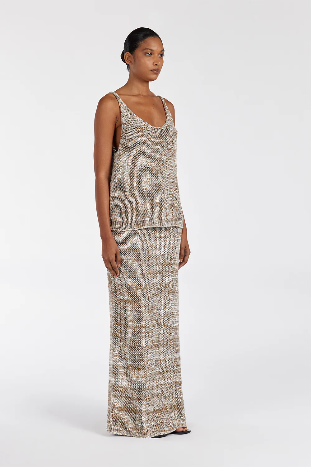 HEIDI TAN MARLE KNIT MIDI SKIRT - Yukikoi