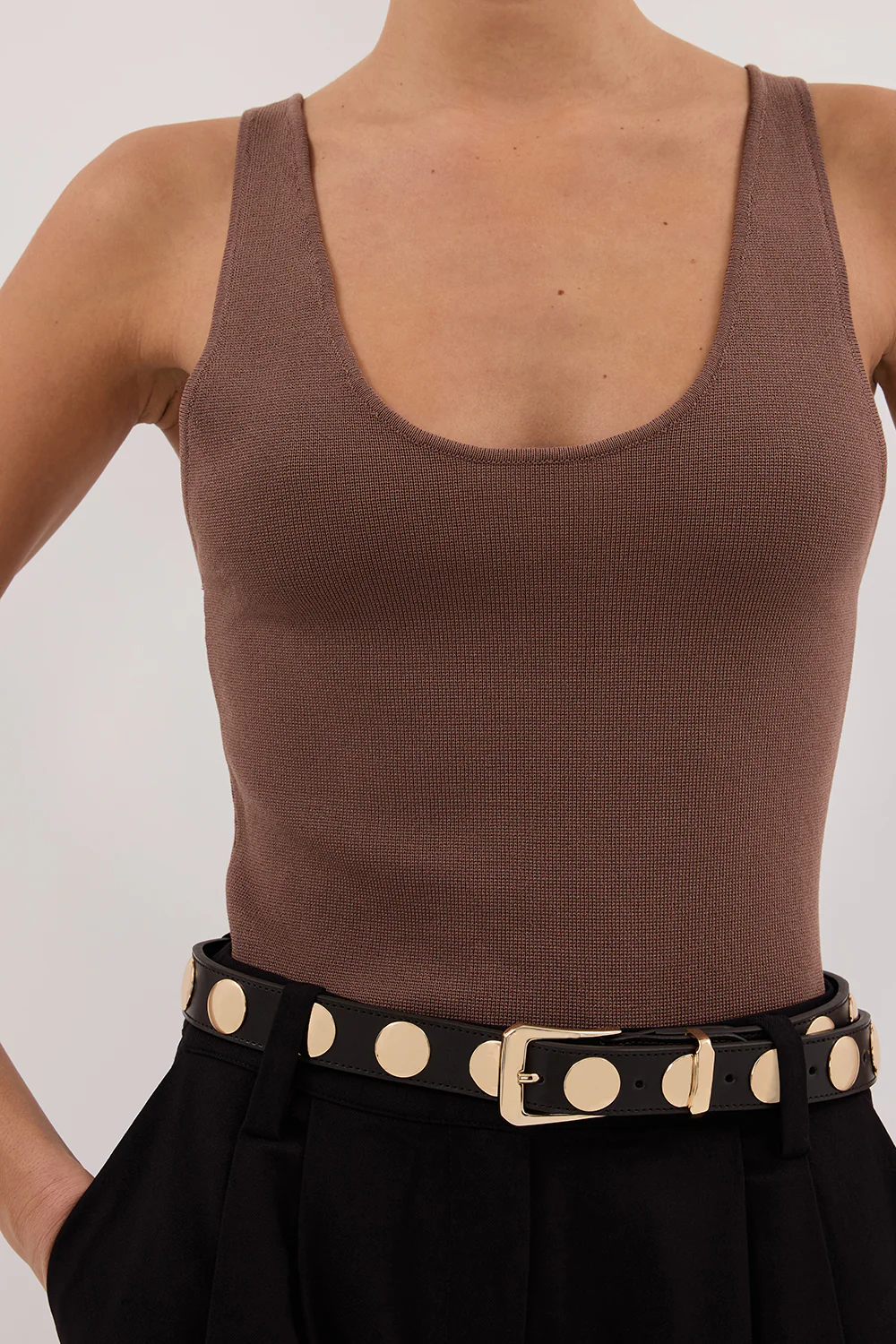 TROY TAUPE KNIT TANK - Yukikoi