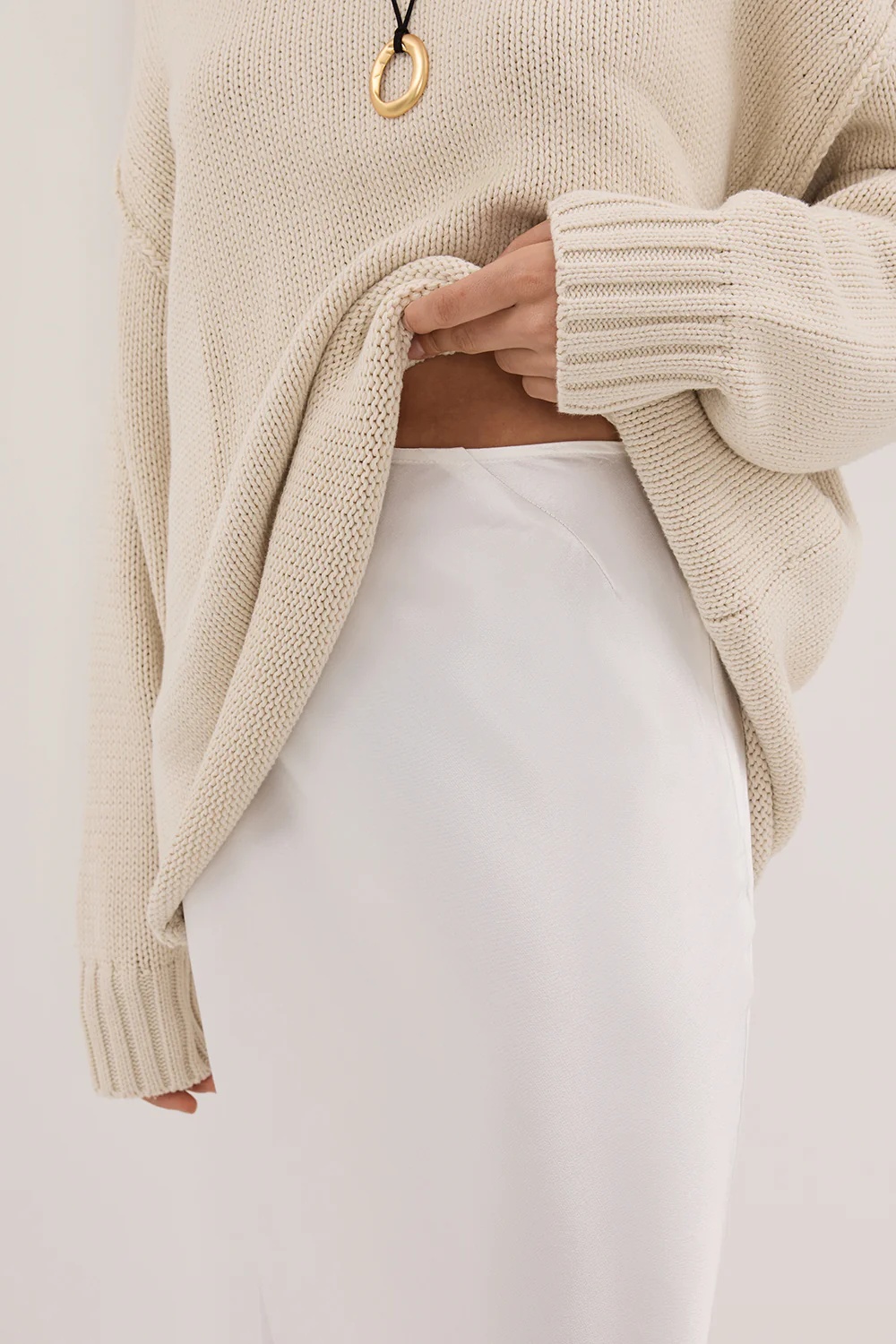 CHARLI WHITE SATIN MAXI SKIRT - Yukikoi