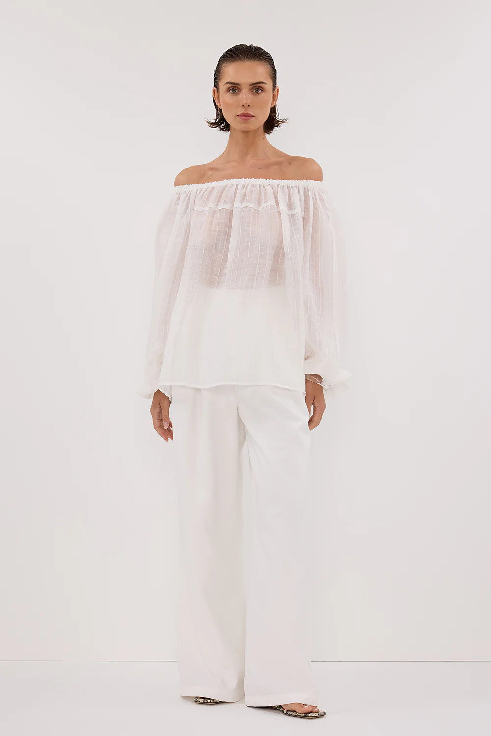 TAHITI WHITE LONG SLEEVE TOP - Yukikoi