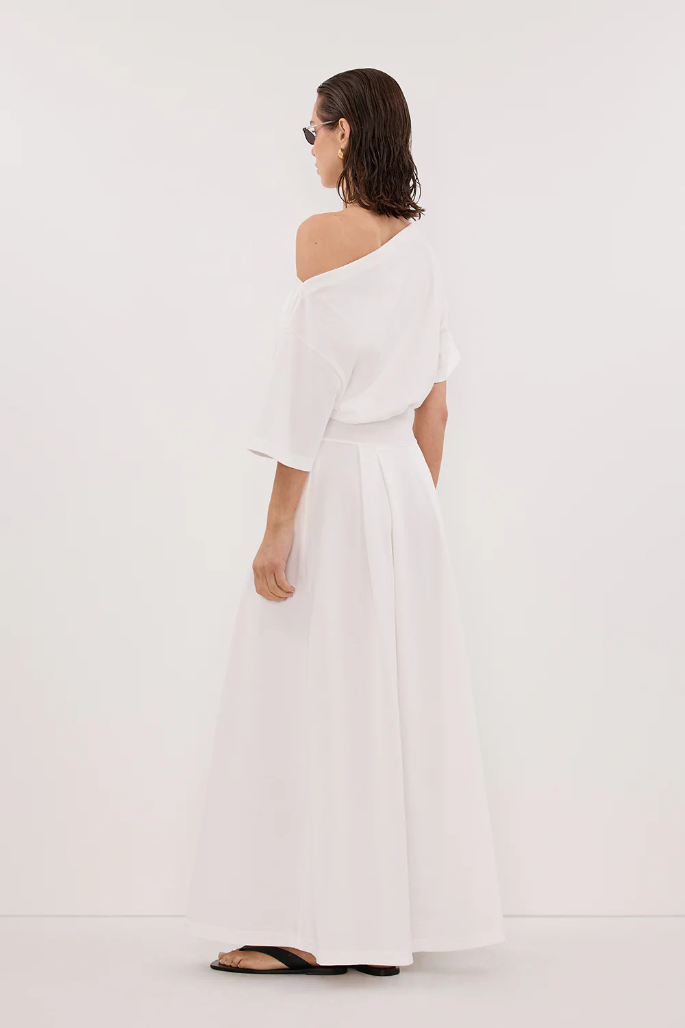 ESME WHITE ASYM MAXI DRESS - Yukikoi