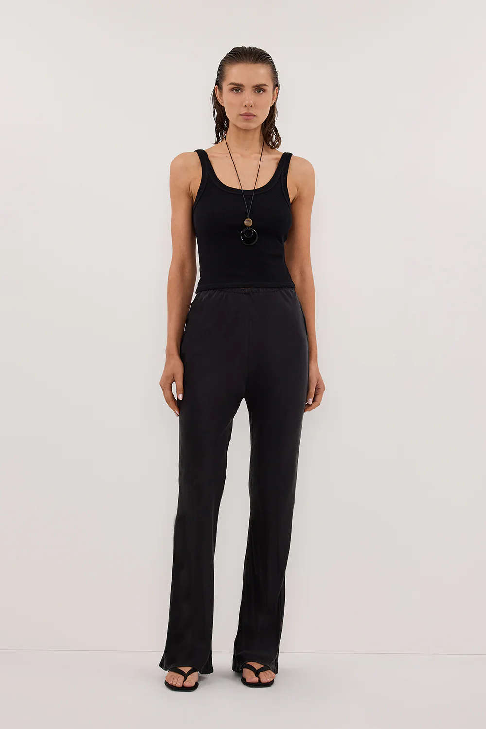 KYRA BLACK SILK BIAS PANTS - Yukikoi