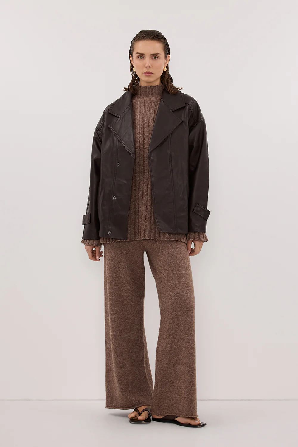 TUCSON MOCHA WIDE LEG KNIT PANT - Yukikoi