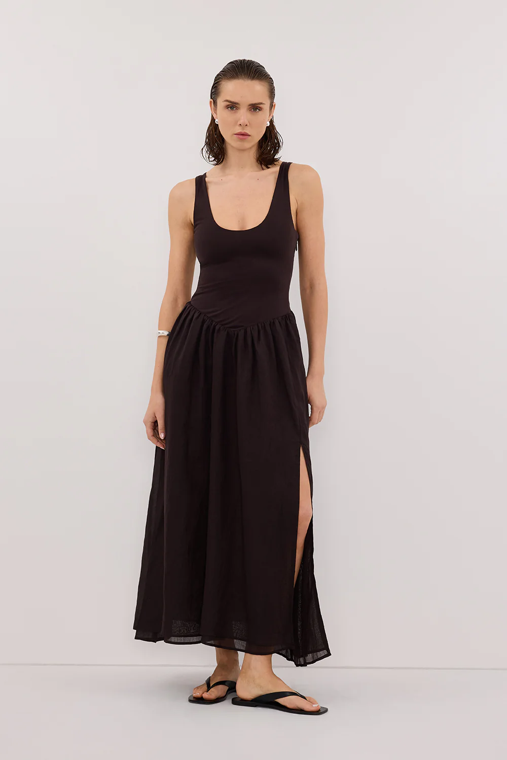 SKYLER BURNT CHOC HYBRID MIDI DRESS - Yukikoi