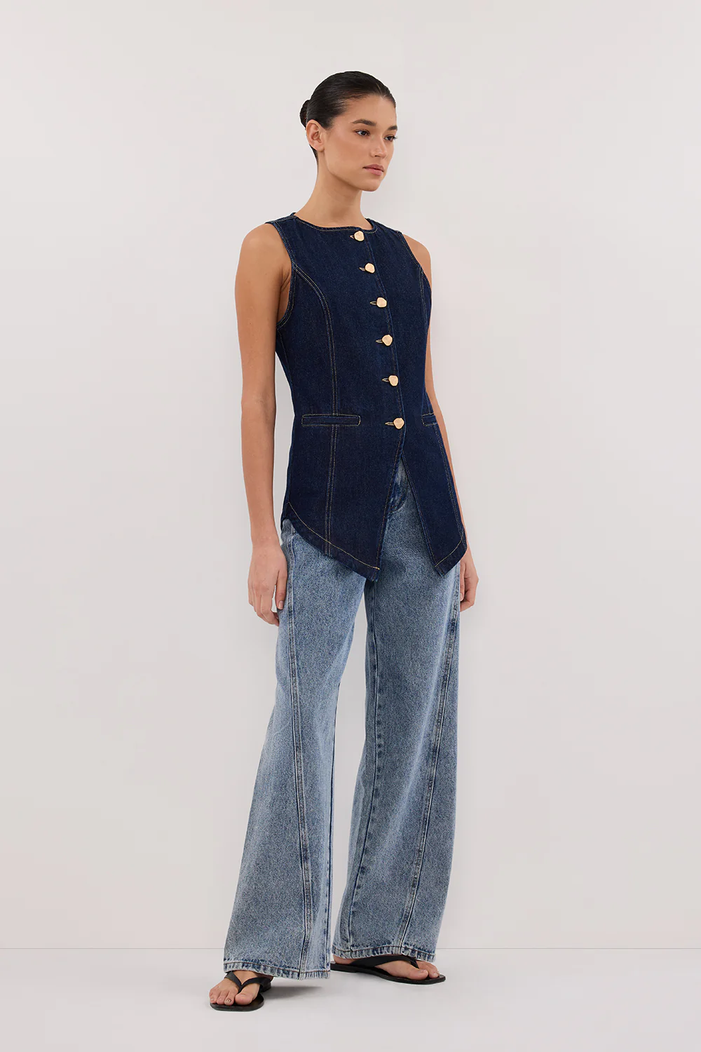 OLLY INDIGO DENIM VEST - Yukikoi