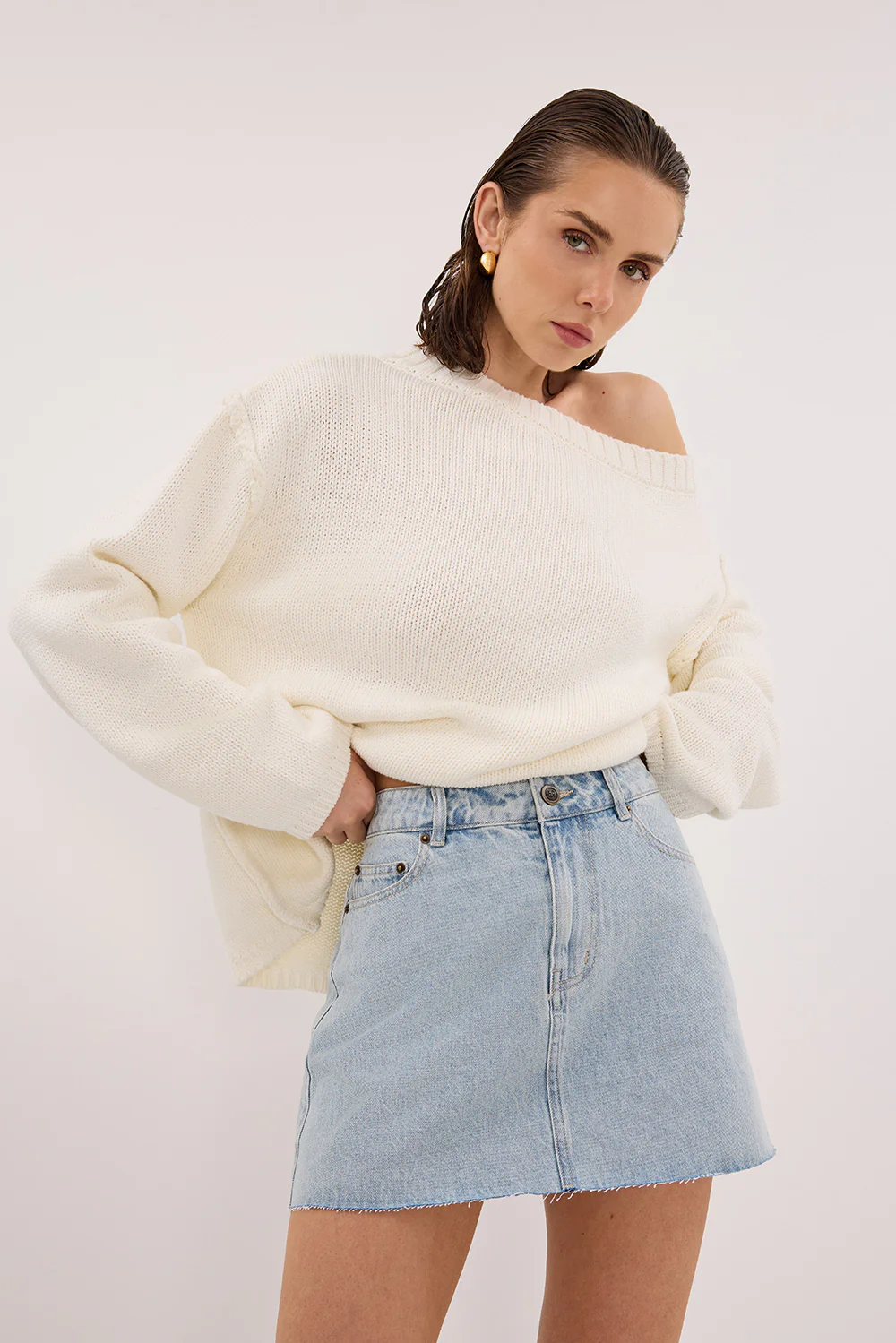 DANA LIGHT RINSE DENIM MINI SKIRT - Yukikoi