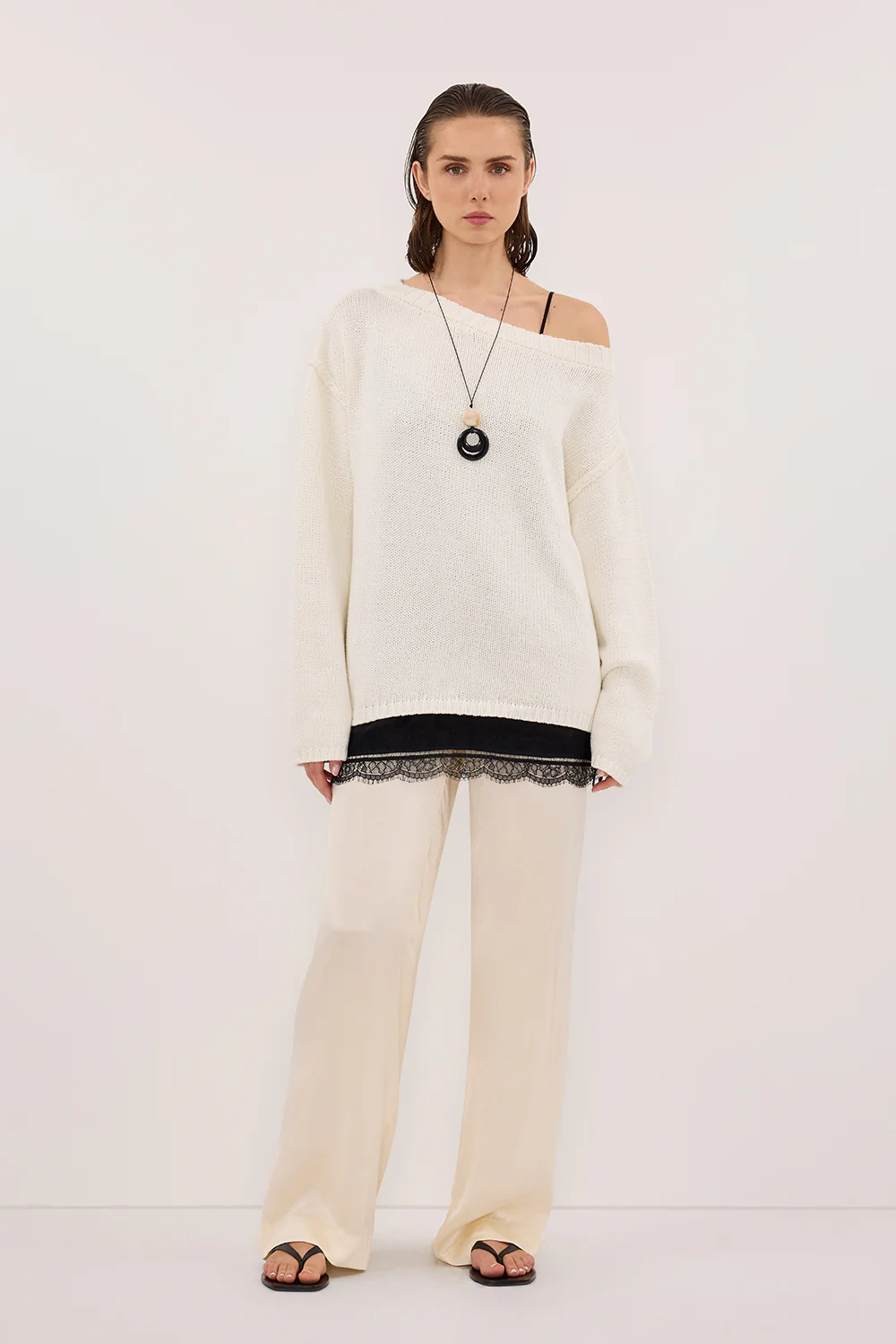 MONICA CREAM SATIN PANT - Yukikoi