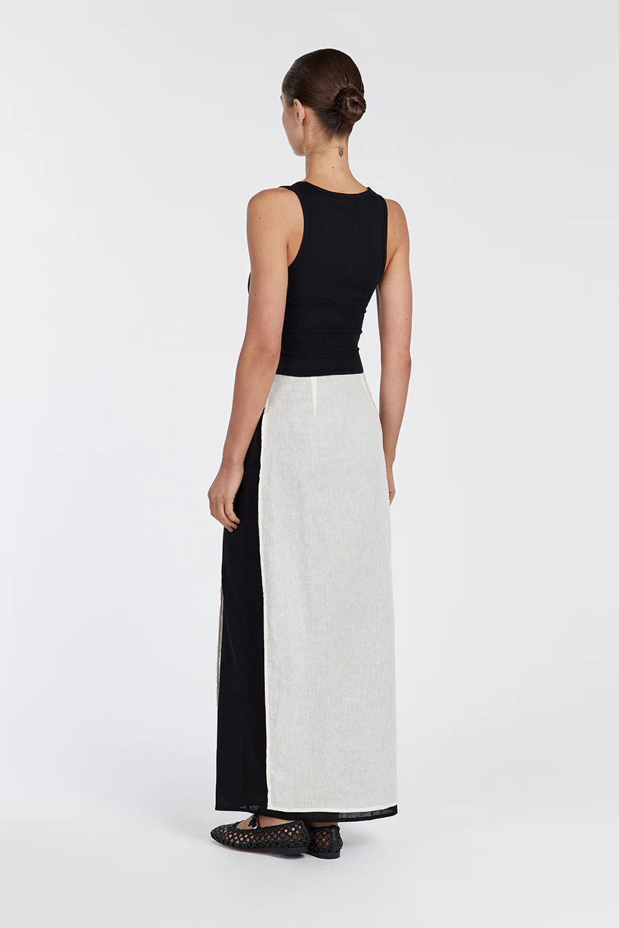MEGAN CREAM/BLACK WRAP SKIRT - Yukikoi
