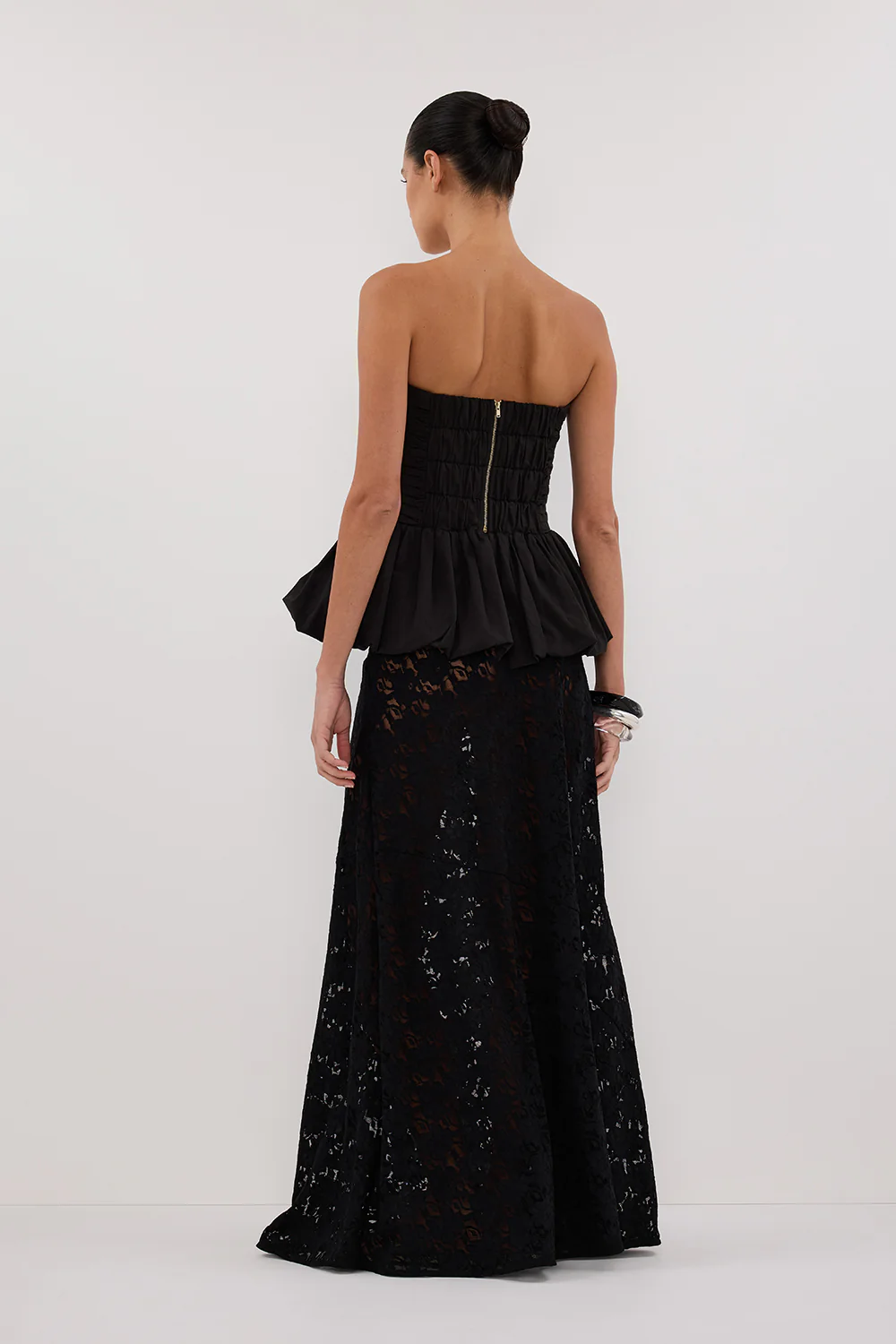 PEGGY BLACK COTTON STRAPLESS TOP - Yukikoi