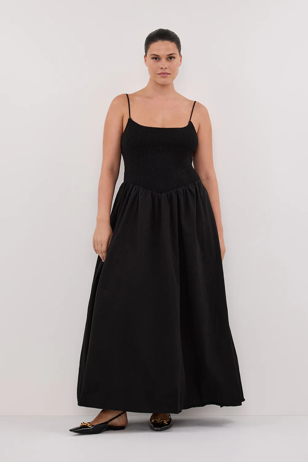 MILANO BLACK COTTON MIDI DRESS - Yukikoi