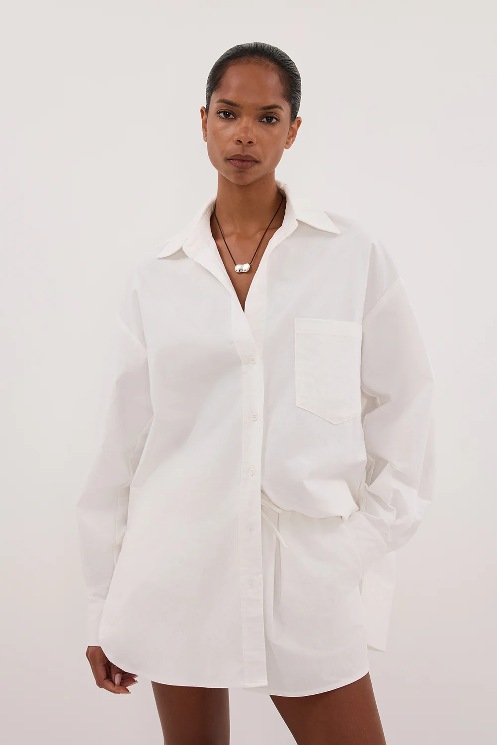 RHEA WHITE COTTON DRAWSTRING SHORT - Yukikoi