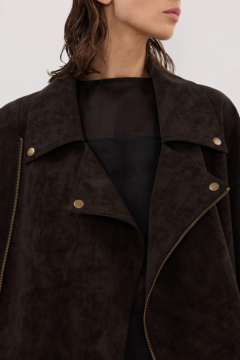 OAKLAND CHOC OVERSIZED FAUX SUEDE JACKET - Yukikoi