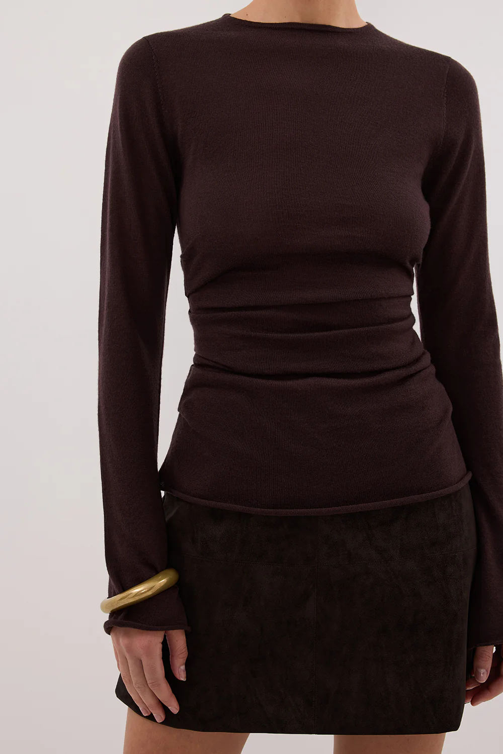 OAKLAND CHOC FAUX SUEDE MINI SKIRT - Yukikoi