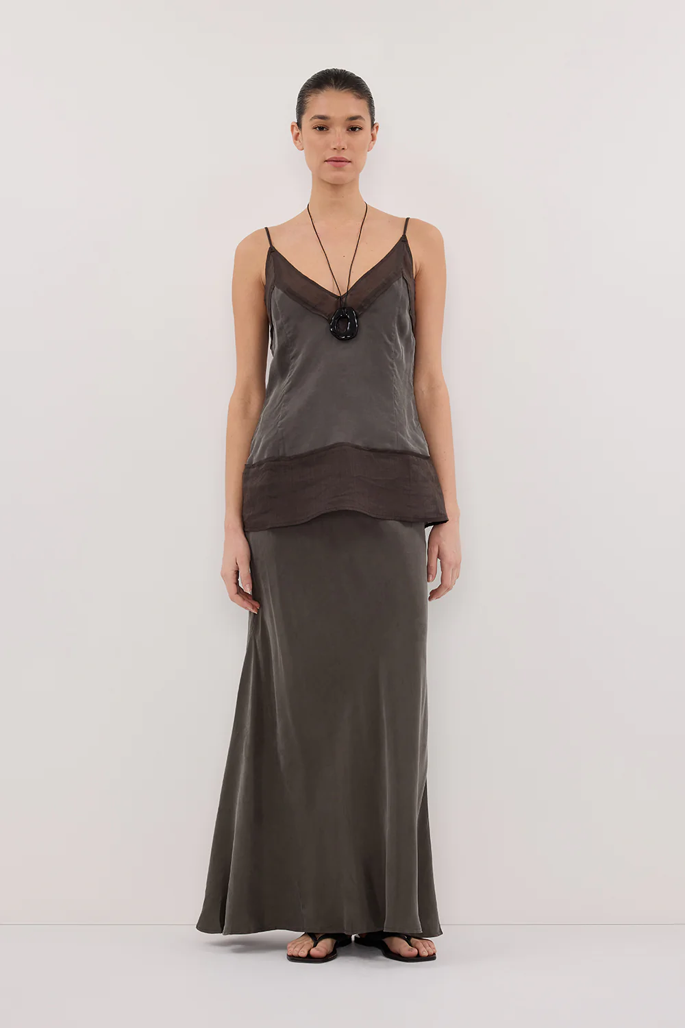 ADDISON PETROL BIAS CUPRO MAXI SKIRT - Yukikoi