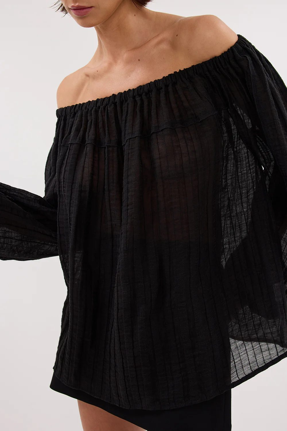 TAHITI BLACK LONG SLEEVE TOP - Yukikoi