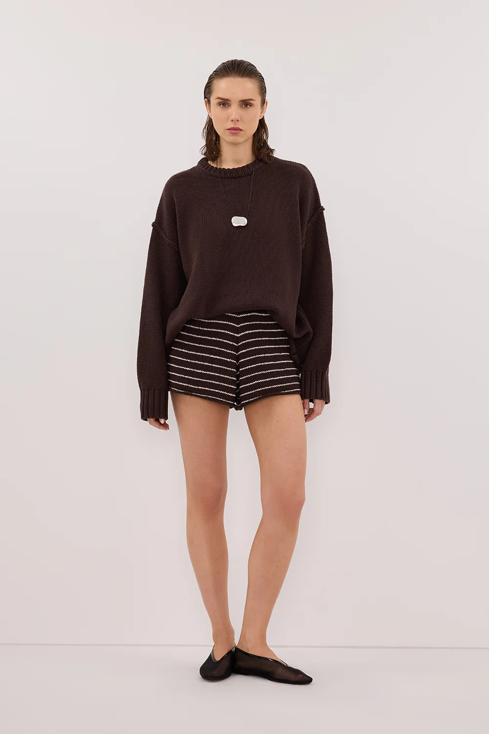 ASPEN CHOC STRIPE KNIT SHORT - Yukikoi
