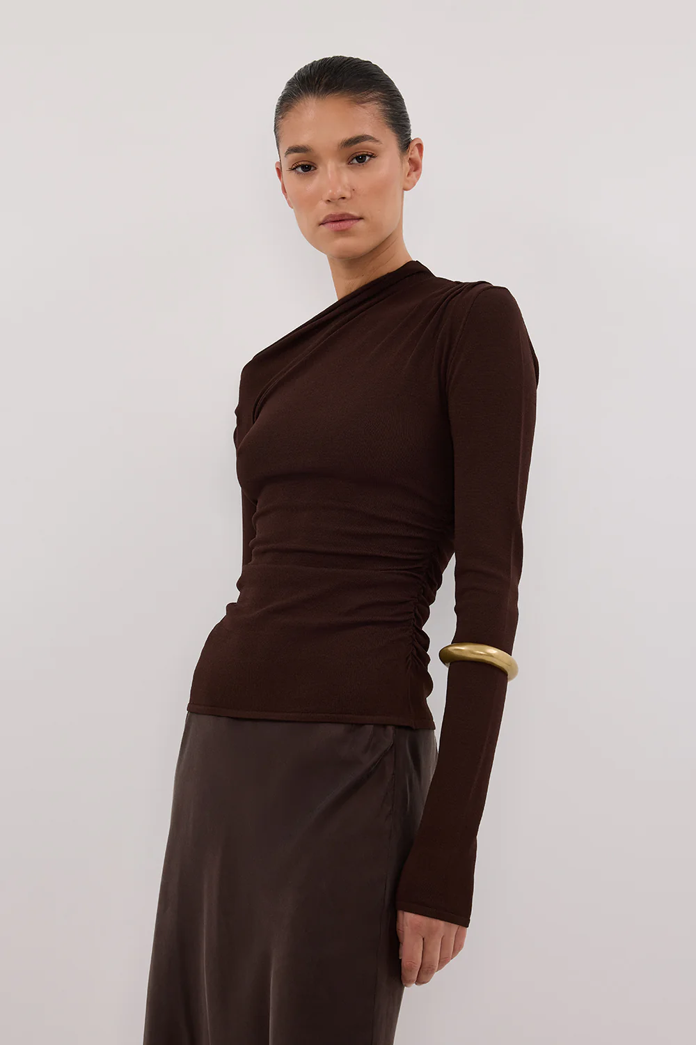 ARIEL CHOC LONG SLEEVE KNIT TOP - Yukikoi