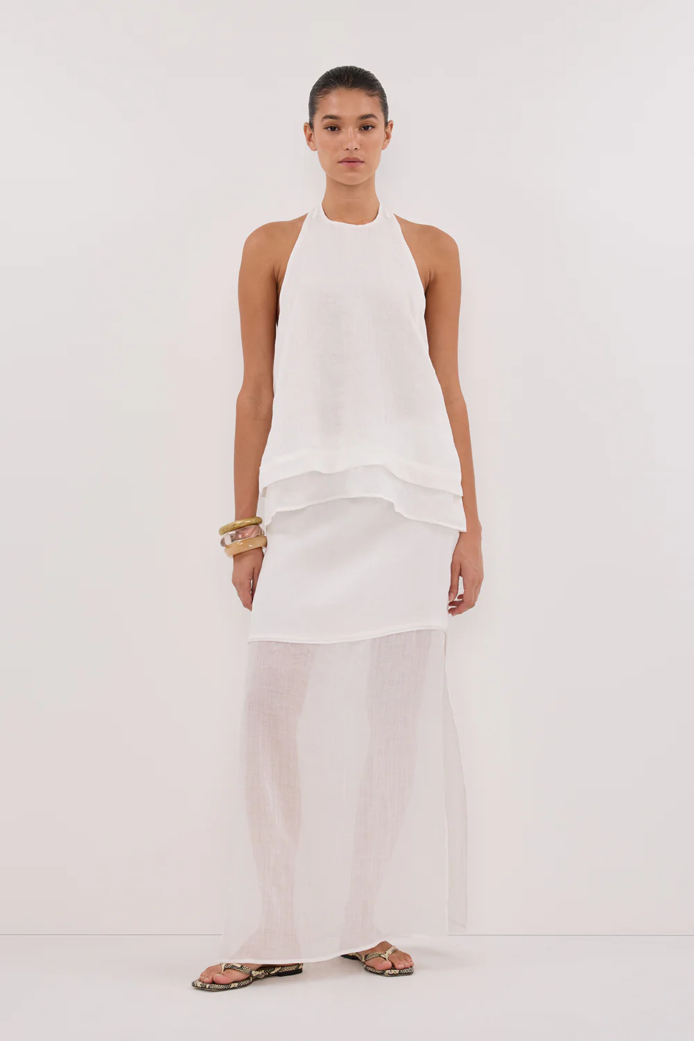 CARMEL WHITE RAMIE HALTER TOP - Yukikoi