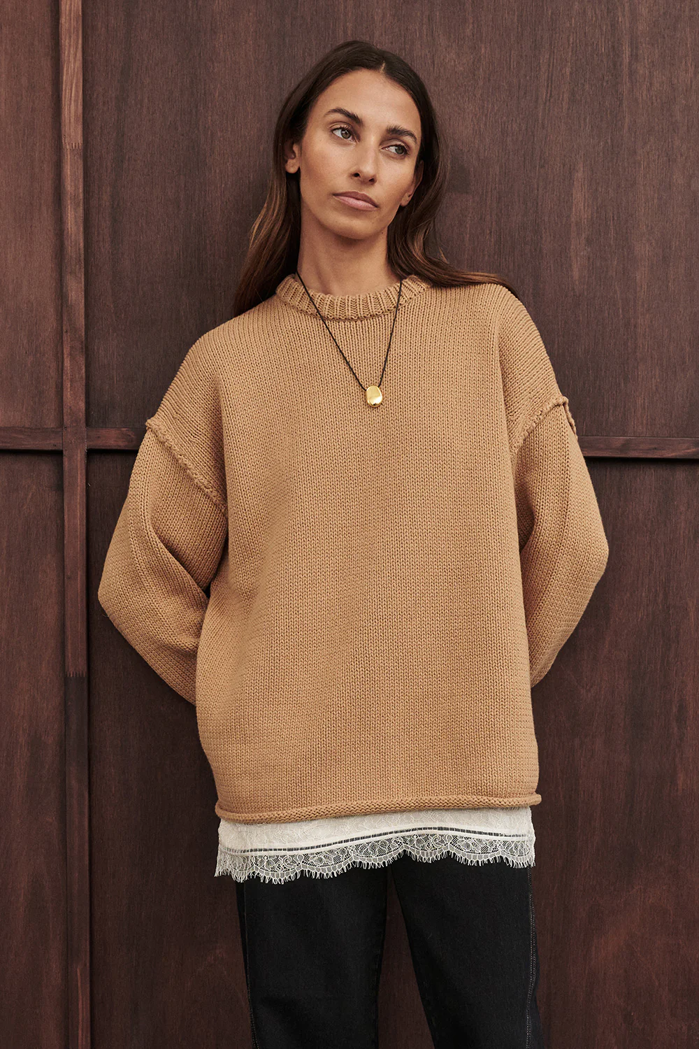 ROY WHEAT LONGLINE KNIT JUMPER - Yukikoi