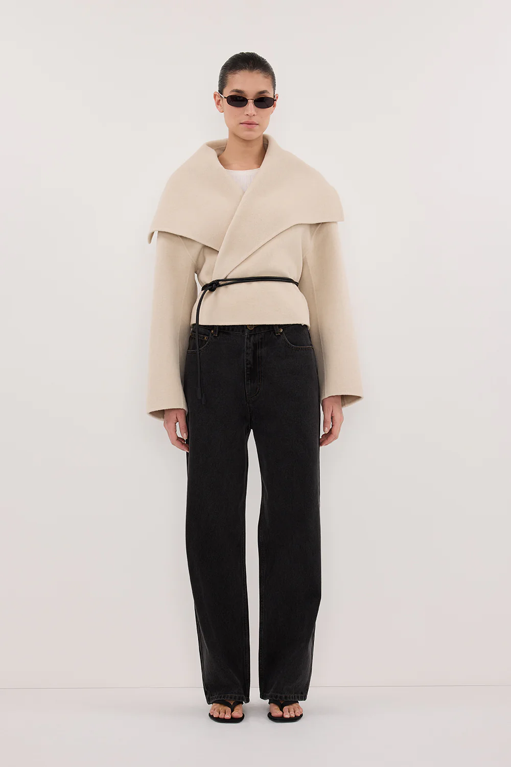 LUCIA BONE CROPPED WOOL BLEND TRENCH COAT - Yukikoi