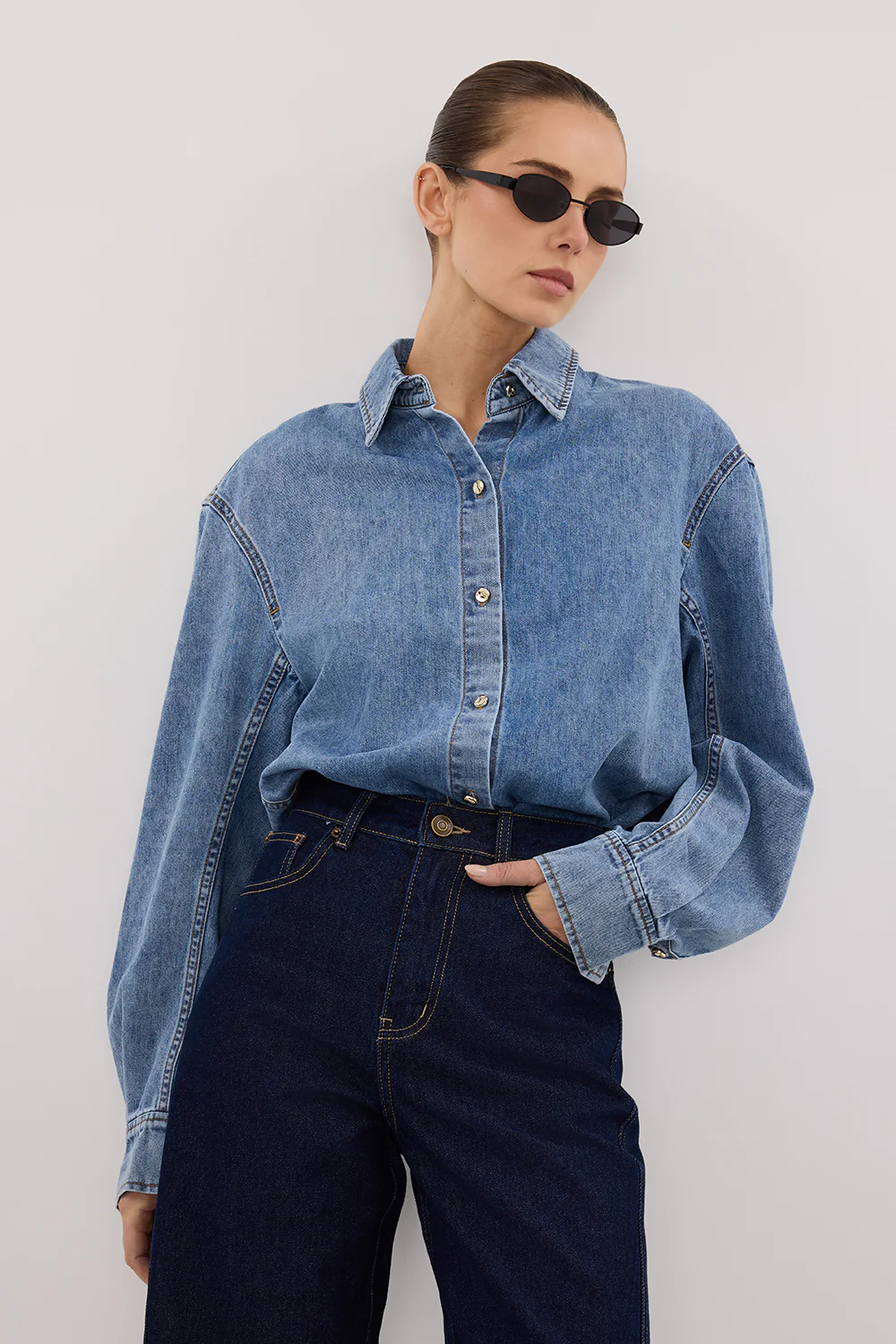 AMARA LIGHT BLUE DENIM SHIRT - Yukikoi