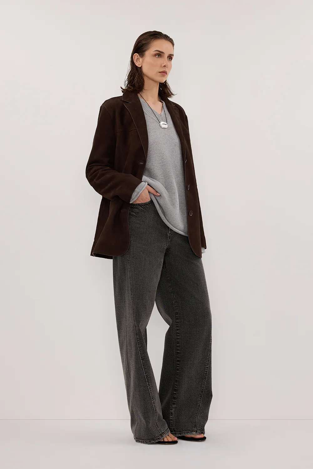 HENDRIX BITTER CHOC OVERSIZED SUEDE LEATHER JACKET - Yukikoi