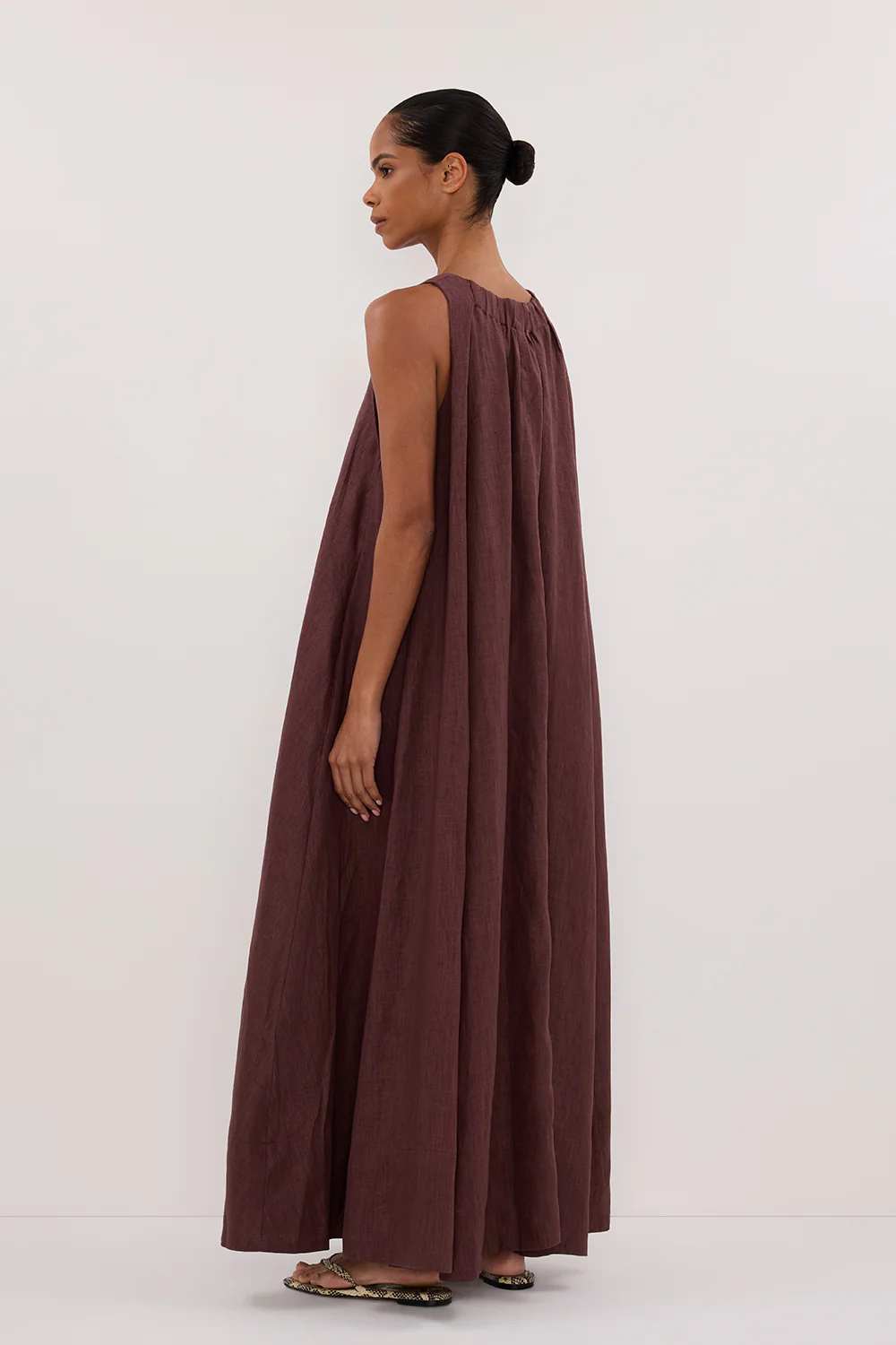 ISABELLE WALNUT LINEN MIDI DRESS - Yukikoi