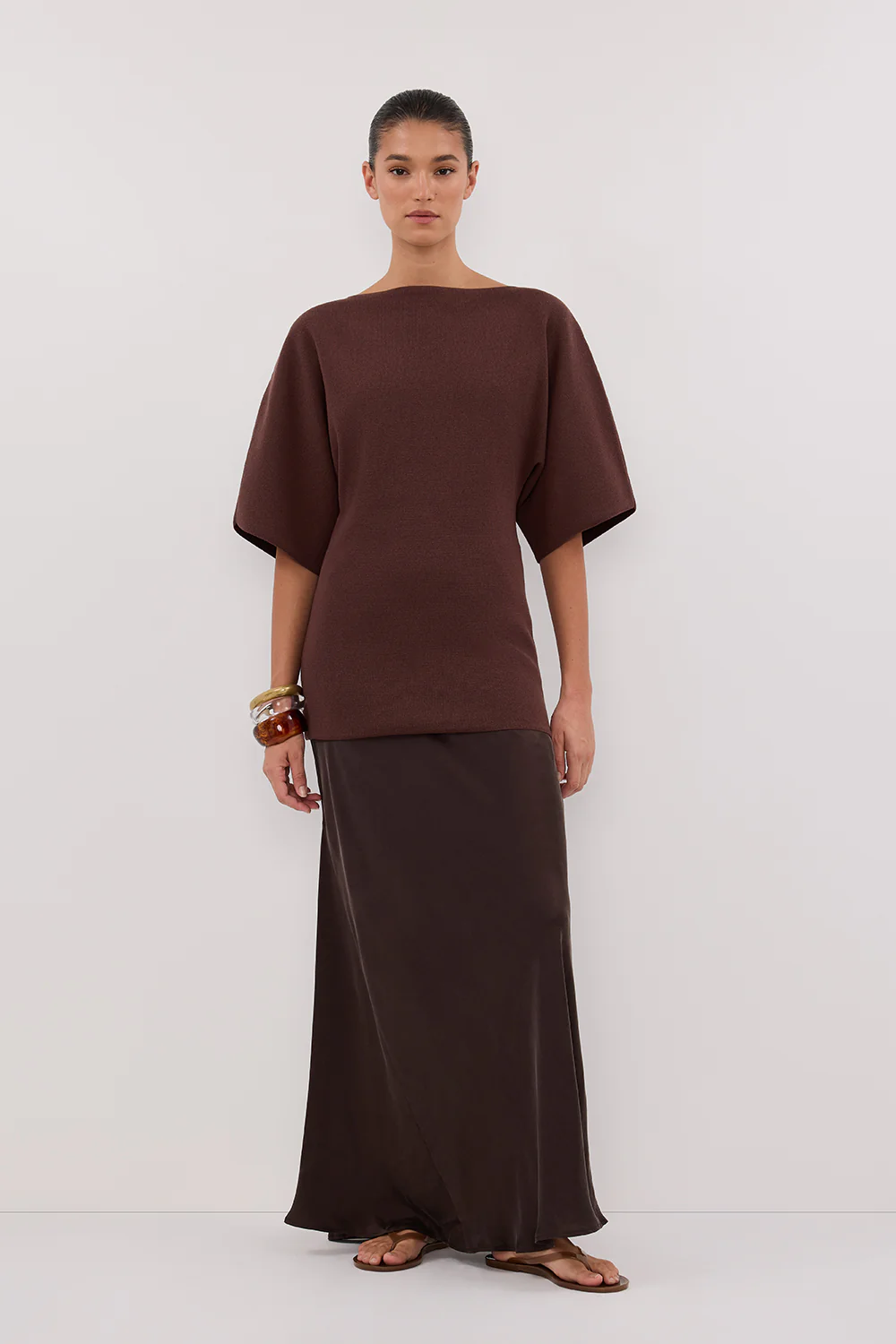 LIA WALNUT SLEEVED KNIT TOP - Yukikoi