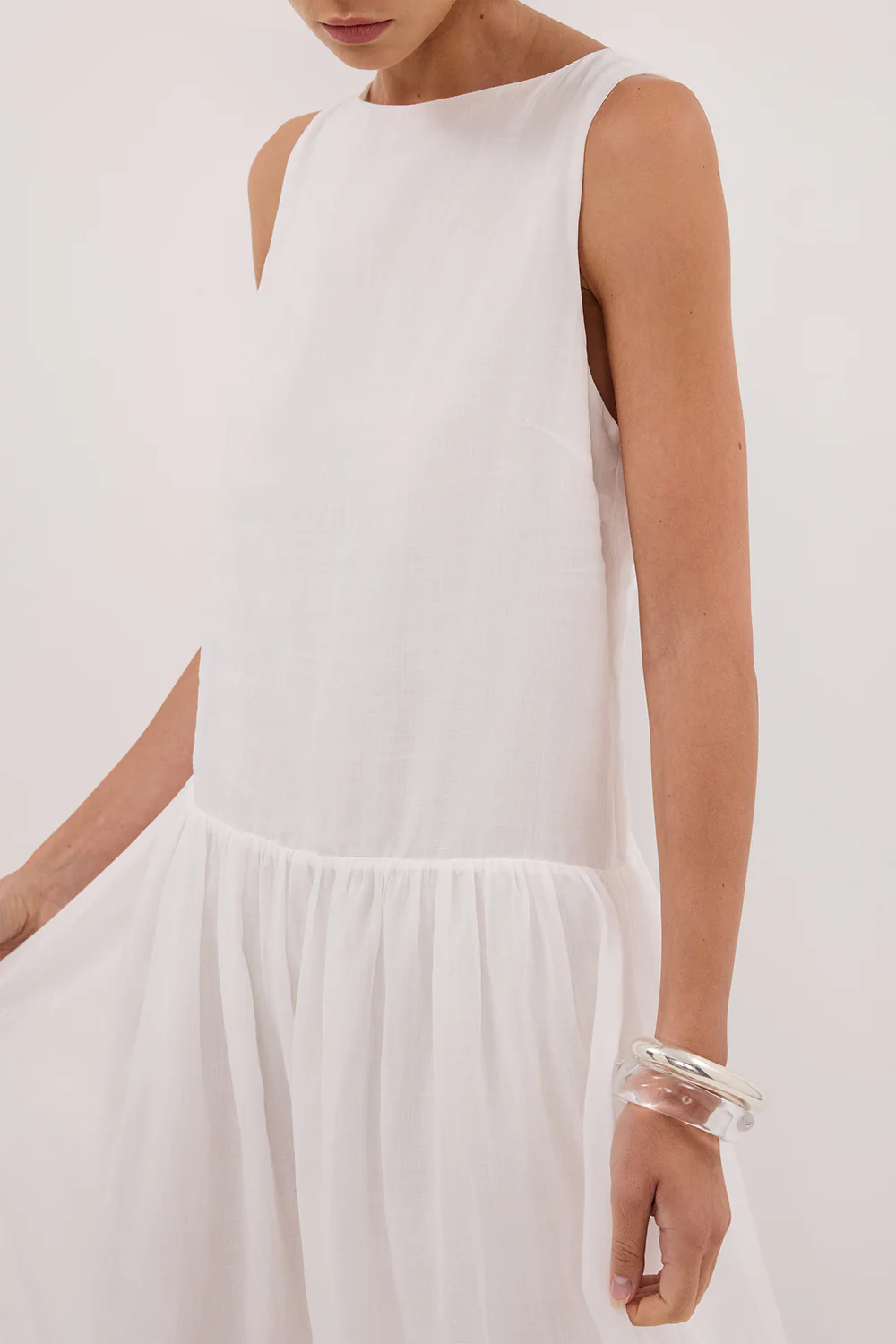 JACQUES WHITE RAMIE MIDI DRESS - Yukikoi