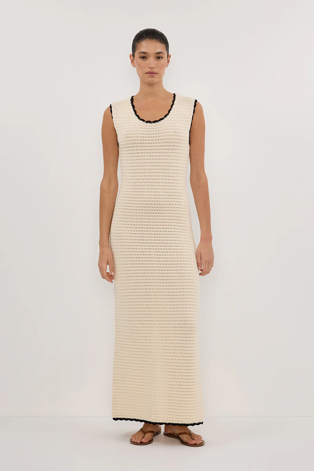 GINA CREAM SCOOP CROCHET DRESS - Yukikoi