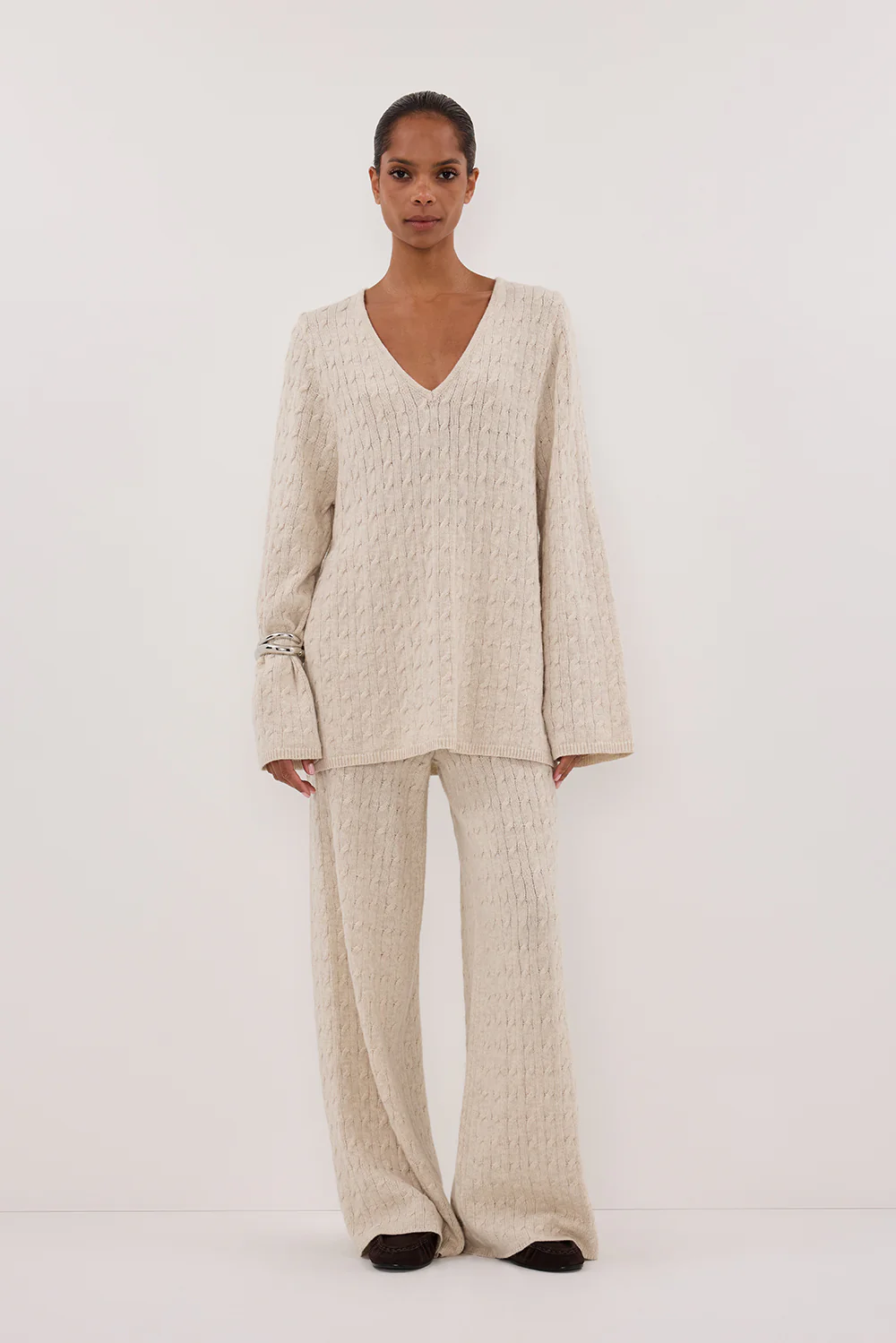 MAREN CHALK CABLE KNIT JUMPER - Yukikoi
