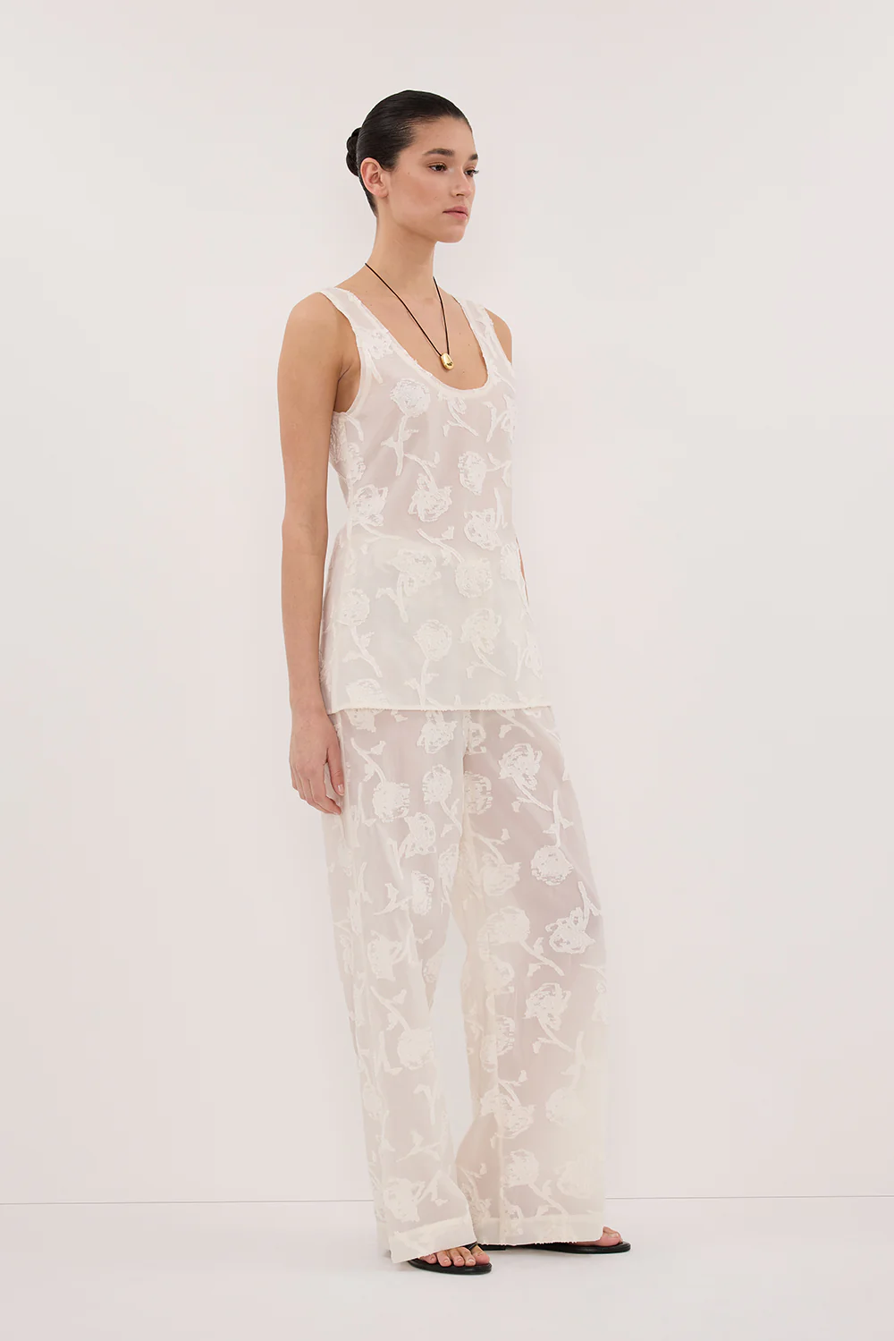 AZALEA OFF WHITE JACQUARD PANT - Yukikoi