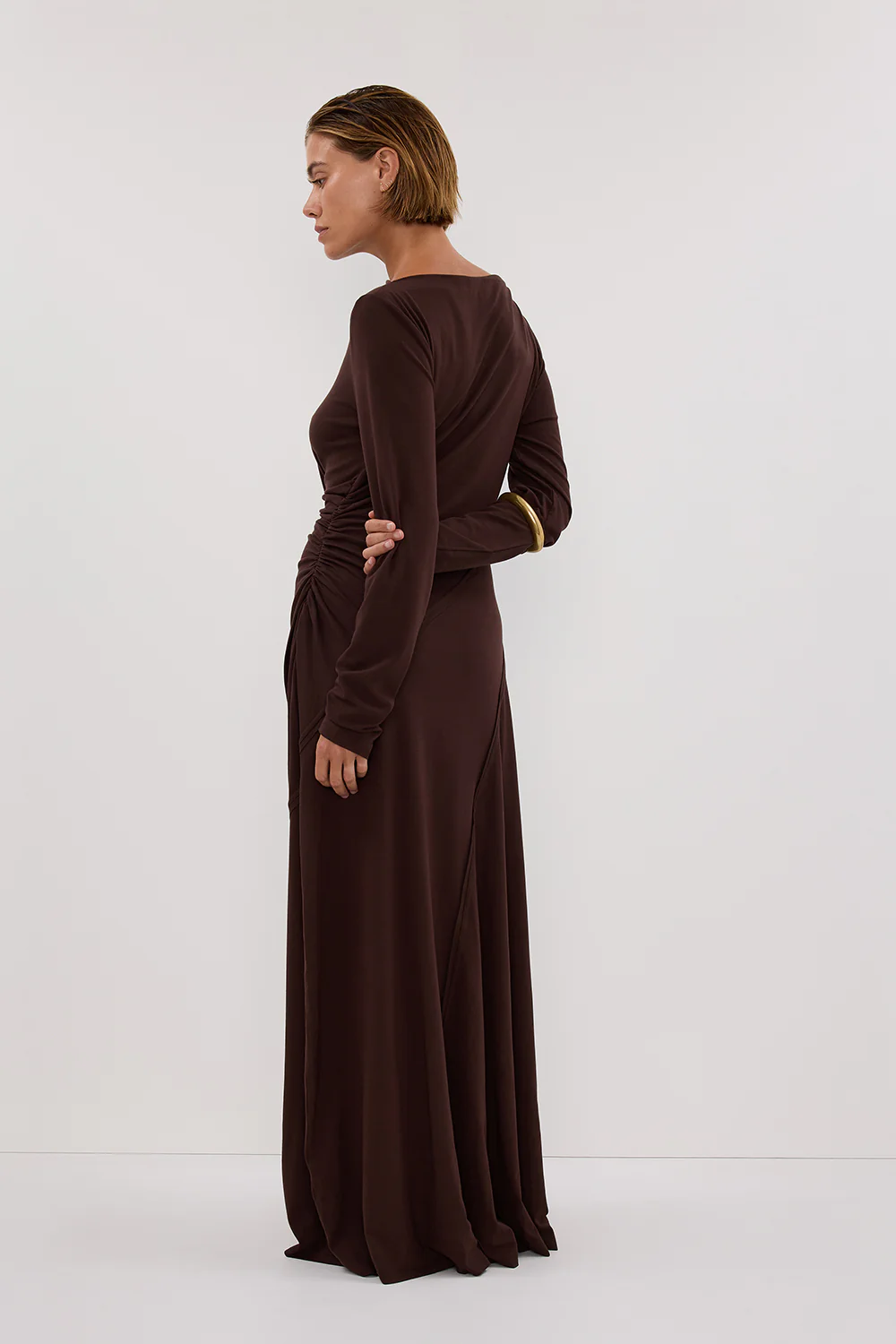 HADLEY CHOC LONG SLEEVE KNIT MAXI DRESS - Yukikoi