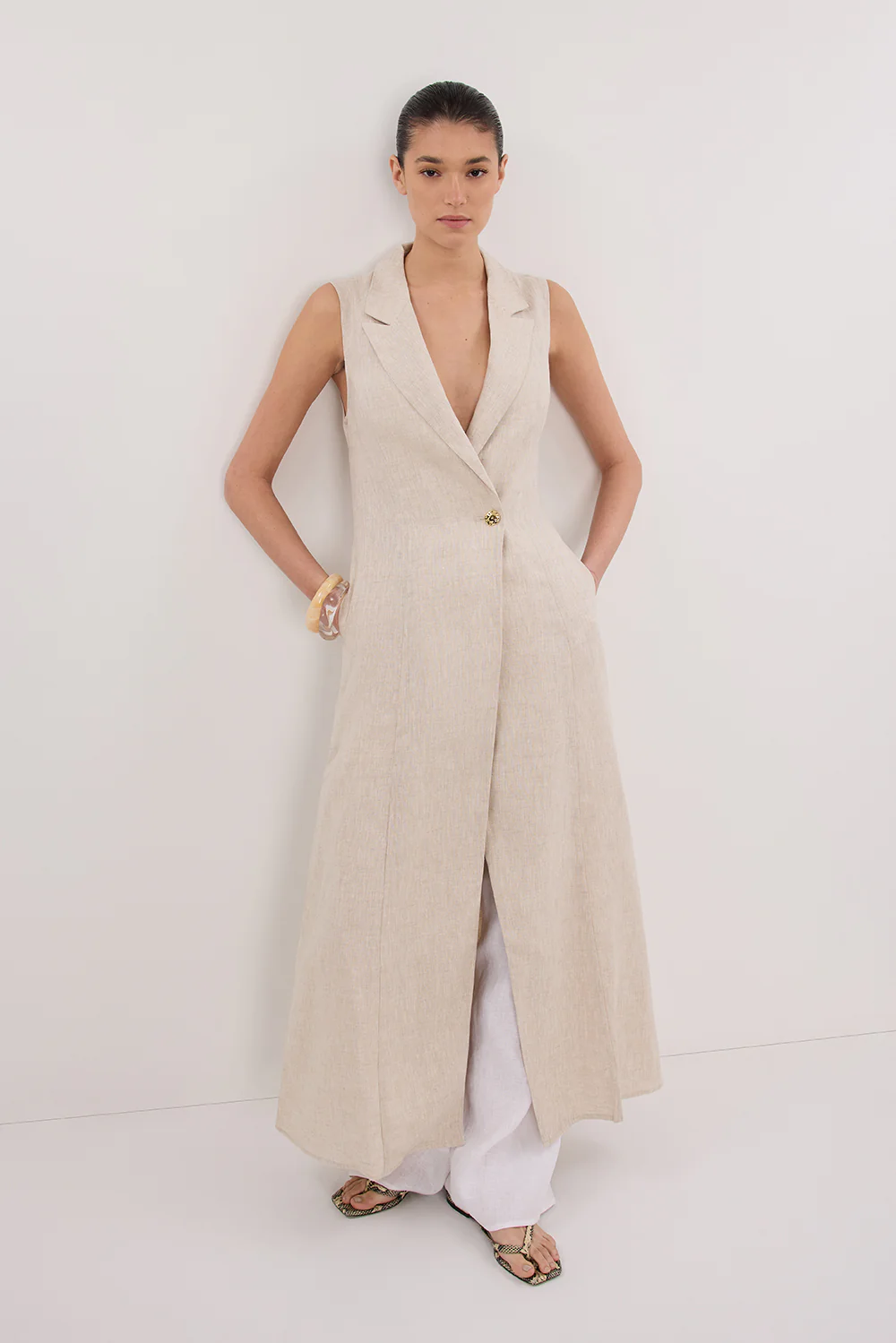 CORA NATURAL MIDI LINEN DRESS - Yukikoi