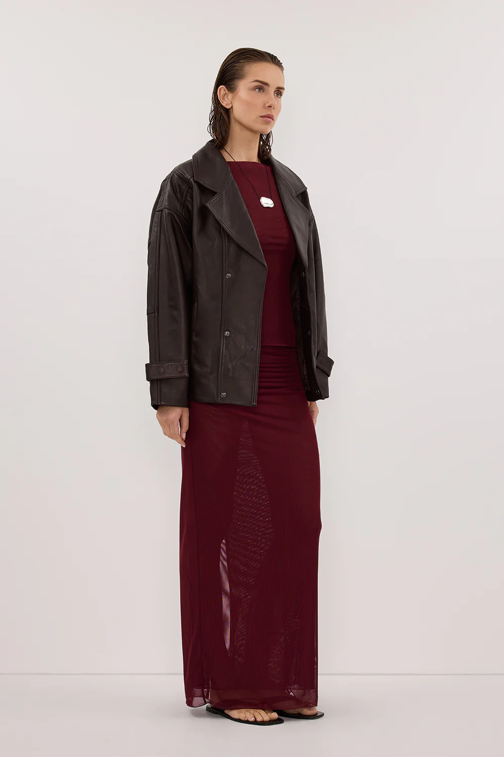 NYRA WINE COLUMN MIDI SKIRT - Yukikoi