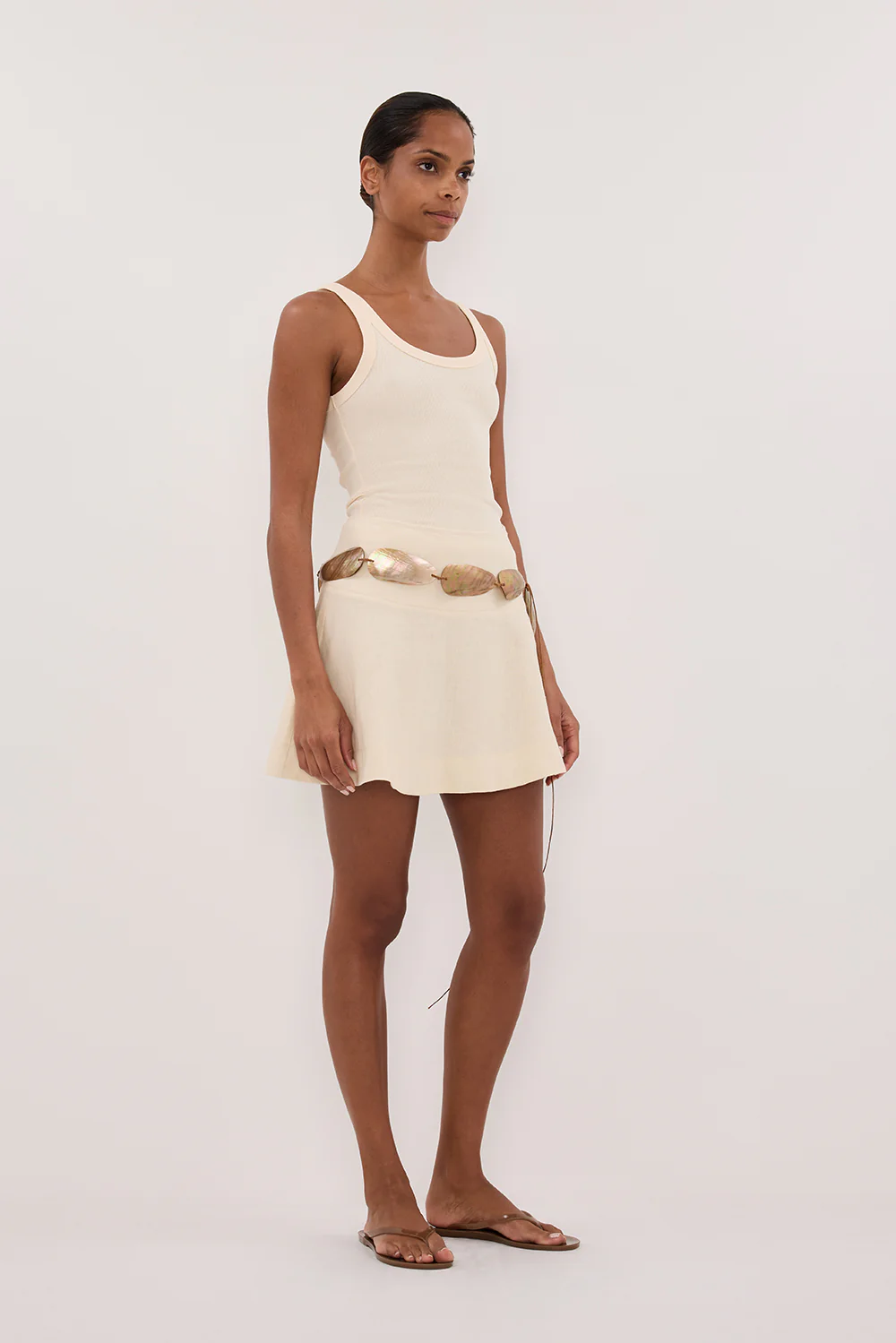 ALEA STRAW LINEN FLOUNCE MINI SKIRT - Yukikoi