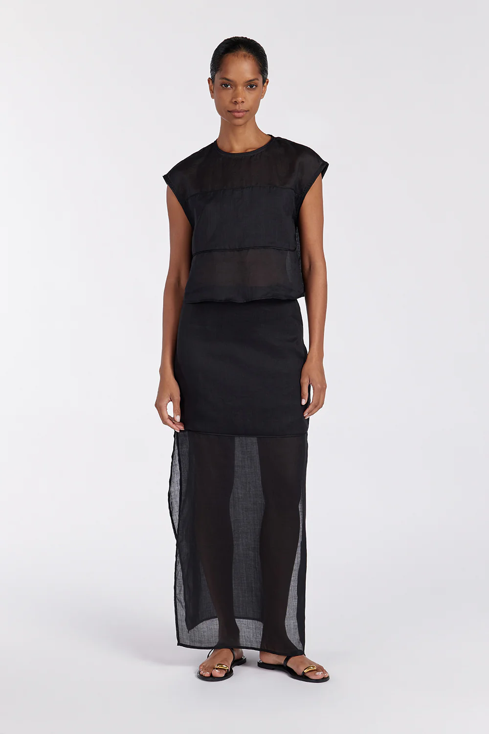 KAI BLACK RAMIE MIDI SKIRT - Yukikoi