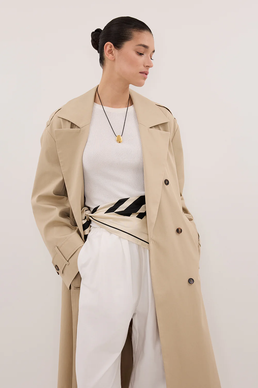 GABRIEL NATURAL BELTED TRENCH COAT - Yukikoi