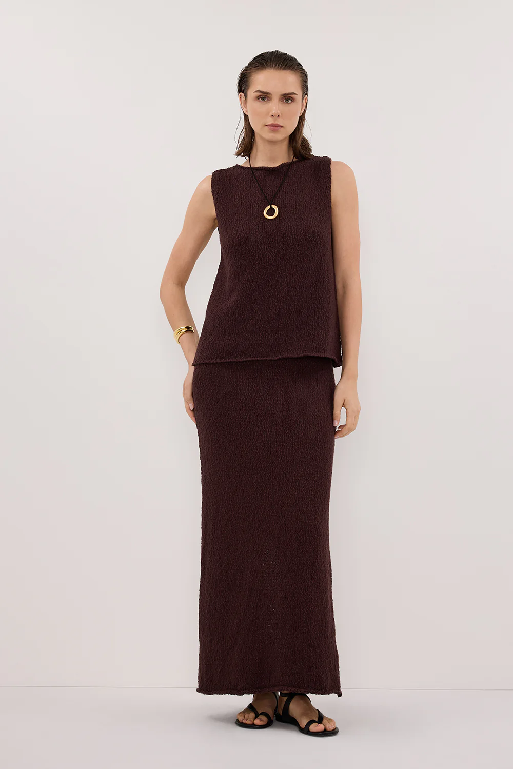 DINA CHOC KNIT MIDI SKIRT - Yukikoi