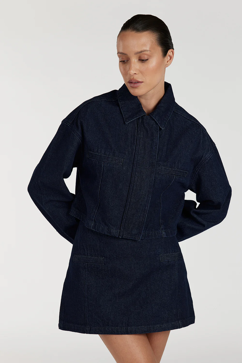 ALBERTA INDIGO TAILORED DENIM SKIRT - Yukikoi